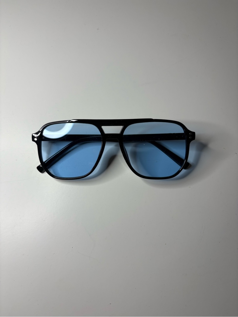 Men's Black Frame Sunglasses with Blue Lenses